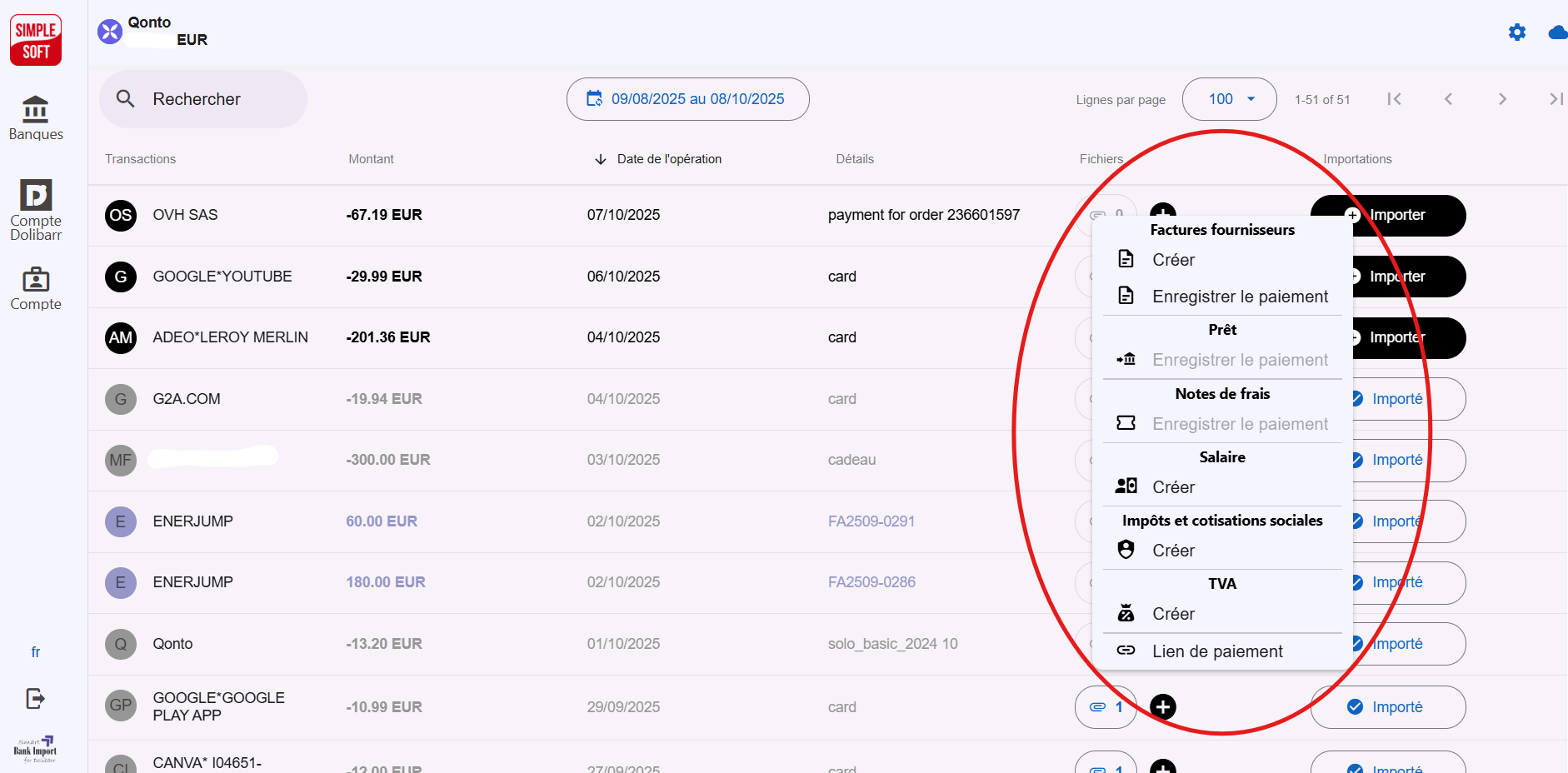 Using Smart Bank Import Screenshot